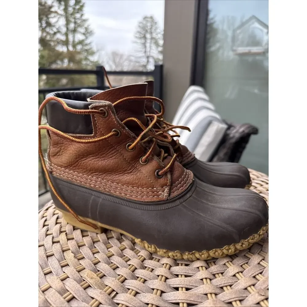 Bean Boots LL Bean Waterproof Duck Boots Womens Size 8 Made in USA Brown DM